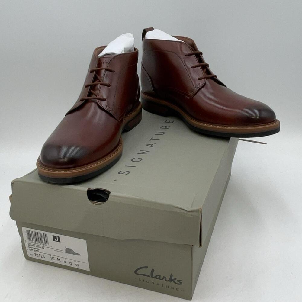 Clarks Aldwin Chukka Boots Mens Brown Leather Lace Up Ankle Casual Dress Size 10